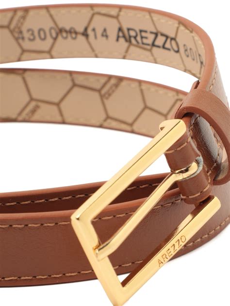 Cinto De Couro Feminino Arezzo - Arezzo - Cinto Feminino Caramelo Couro Fino Fivela Básico - Marrom