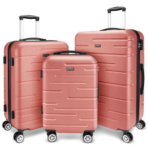 Sunbee 3 Piece Luggage Sets ABS Hardshell Hardside TSA Lock Lightweight ...