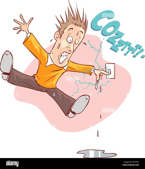 vector illustration of a man with an electric shock Stock Vector Art ...