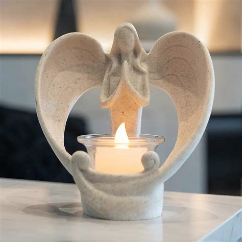Angel Figurine Candle Holder, Bereaved Sympathy Gift with Flickering