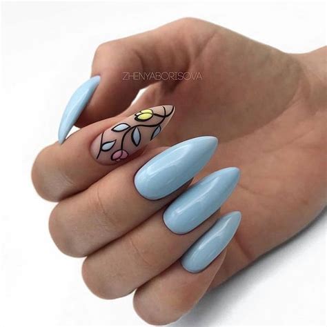 68+ фото голубой маникюр | Jel tırnaklar, Manikür, Gel nail tasarımları