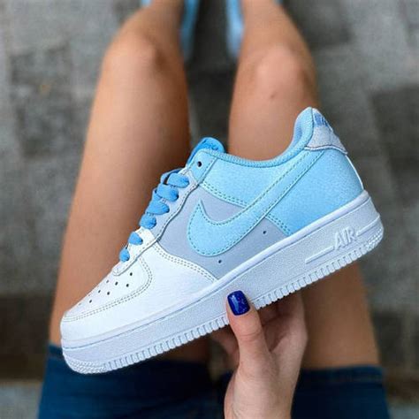 Кроссовки женские Nike Air Force Blue голубые кожа демисезонные ...
