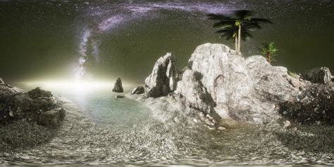 VR 360 Beautiful fantasy tropical beach with Milky Way star in night