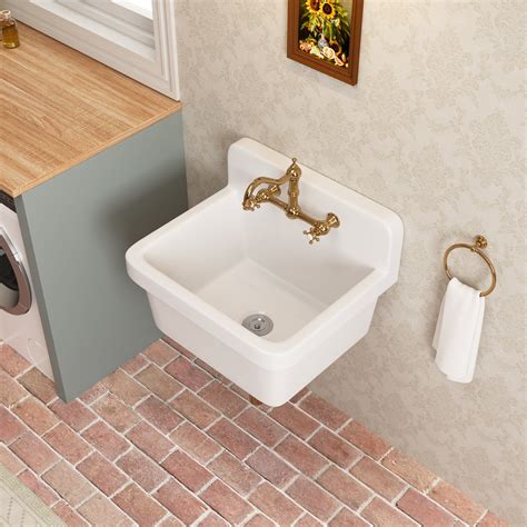 deervalley  vitreous china wall mount utility sink farm style
