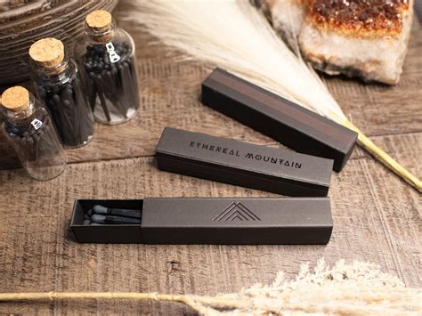 Sleek 4" Black Matches in Black Box | Ethereal Mountain | Custom Match