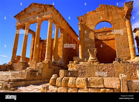 Ancient stone temples Sufetula ruins Sbeitla Tunisia 805 Stock Photo