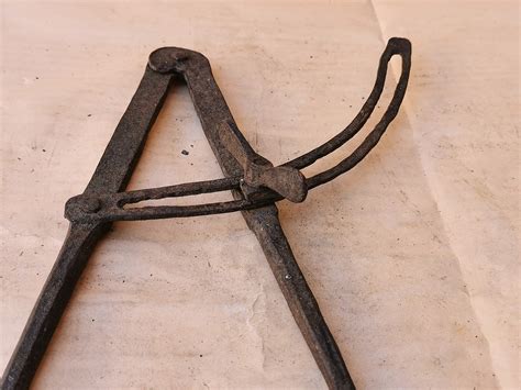 Old vintage metal drawing compasses fot tin sheet metal rare building