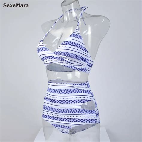 2019 SexeMara womens bikinis high waist Push Up Swimsuit mujer swimming ...