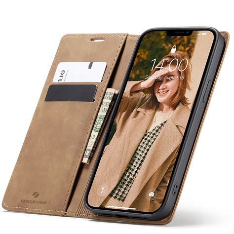 Etui z klapką Spacecase do Apple iPhone 13 Pro Max brązowy - Sklep
