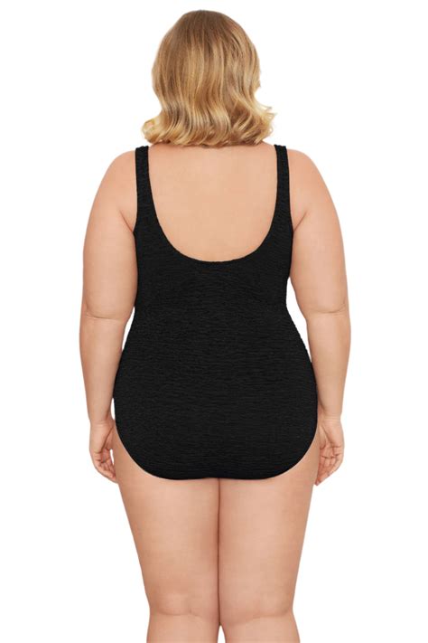 Penbrooke Krinkle Plus Size Sheath One Piece Scoop Neck Chlorine