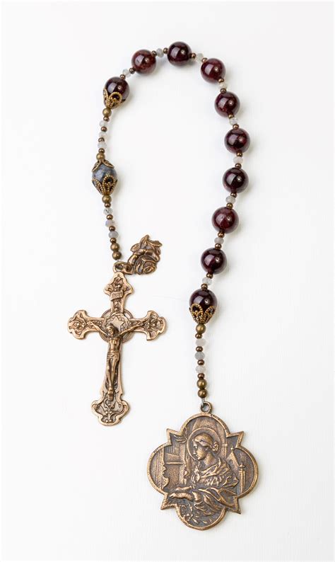 St. Cecilia Rose Vintage Catholic Decade Rosary Garnet Tenner - Etsy