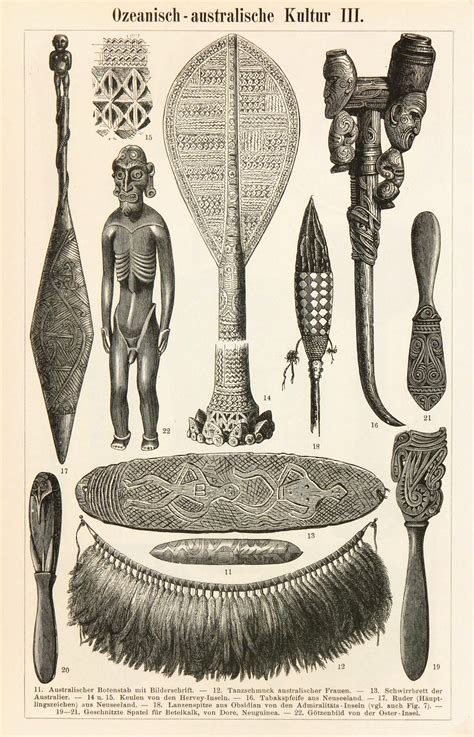 Pacific Islander Culture Print, Circa 1880