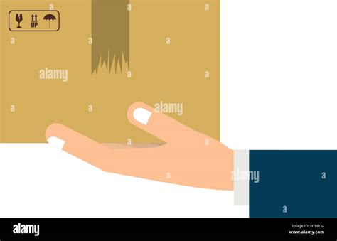 human hand holding  carton box icon delivery  shipping design