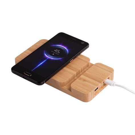 Беспроводное (10W) зарядное устройство "Bamboo Power" 5000 mAh с ...