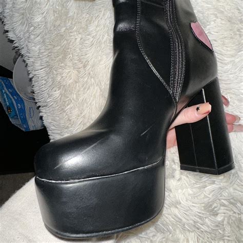 Lamoda pink heart boots. Worn once to a concert,... - Depop