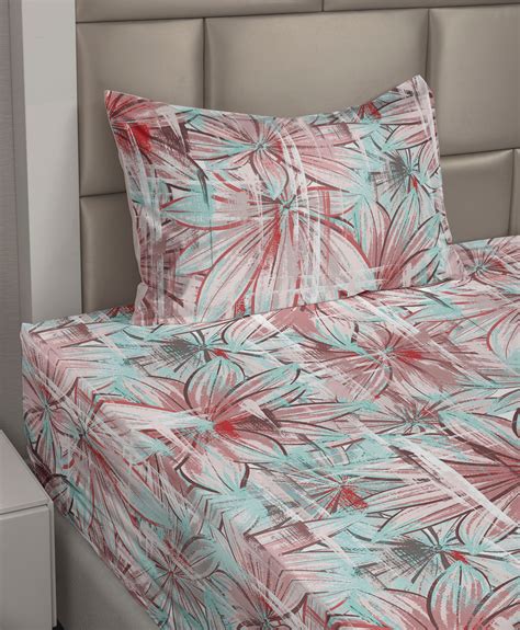 Ambesonne Floral Sheet Set Grunge Pastel Flowers Print Pale Seafoam