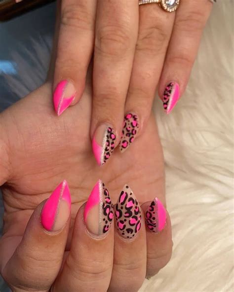 Pink Leopard Print Nails