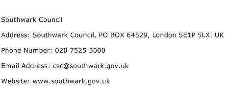 Southwark Council Address, Contact Number of Southwark Council