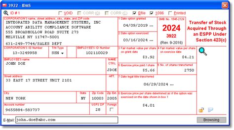 3922 Software to Create, Print & E-File IRS Form 3922