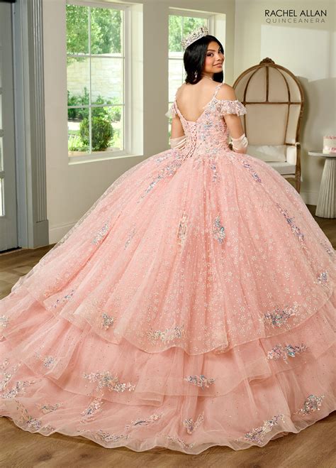 Blush Iridescent Rachel Allan RQ1136 Quinceanera Ruffle Long Ball Gown