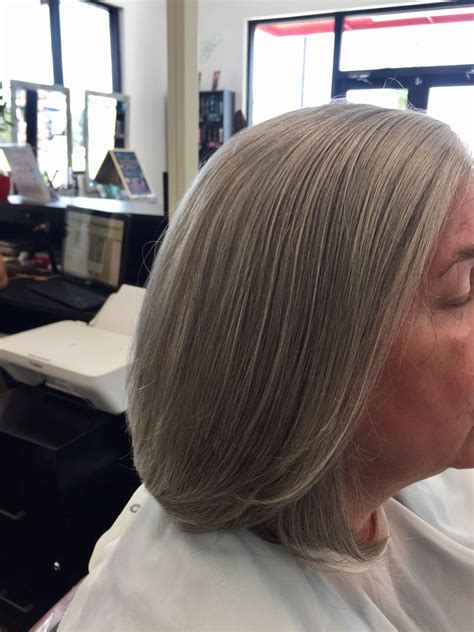 Grey hair bob