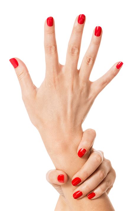 Woman With Beautiful Manicured Red Fingernails Nail Care, Fingernails