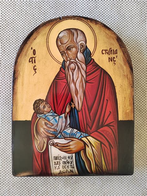 hand painted icon saint stylian  paphlagonia etsy