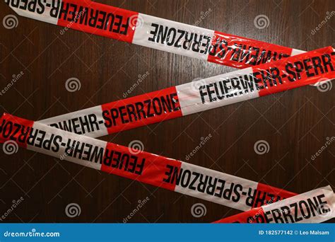 Text in German: Fire Department - Restricted Area Stock Photo - Image ...