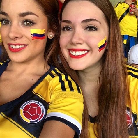 A collection of photos of female fans of the Colombian national ...