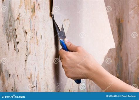 scraping   wallpaper stock photo image  removing