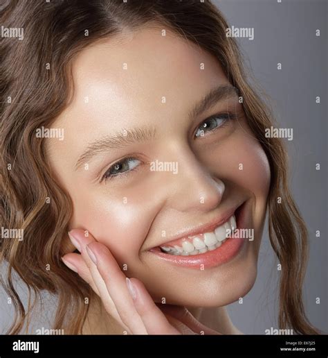 Sincere Winning Smile. Face of Happy Pleasant Young Woman Stock Photo ...