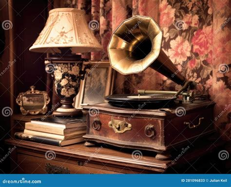 Antique Gramophone Playing Vintage Record Stock Illustration ...