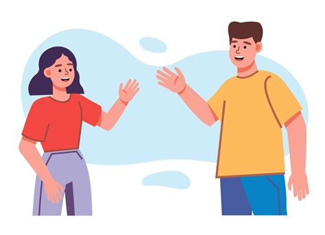 People greet gesture flat vector illustration set. People wave hello ...