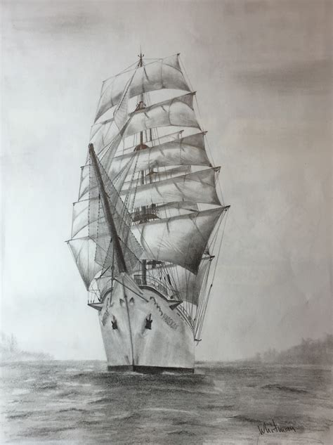 Sailing Ship Sketch at PaintingValley.com | Explore collection of ...