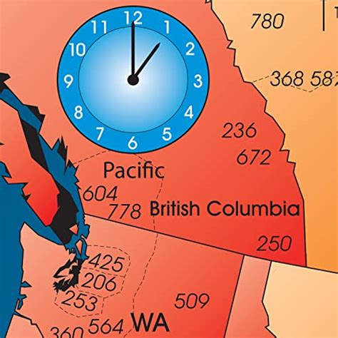 imageability north america laminated gloss time zone area code map
