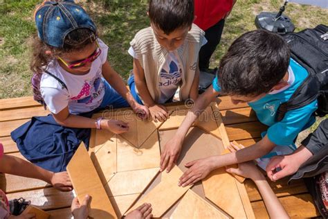 Children Play a Traditional Turkish Wooden Puzzle Game Editorial Image ...