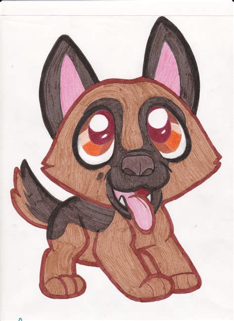 German Shepard Puppy Drawing | Dog drawing simple, Cute dog drawing