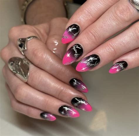 Pink And Black Ombre Nails