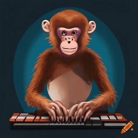 A monkey typing on a keyboard, coding away on Craiyon