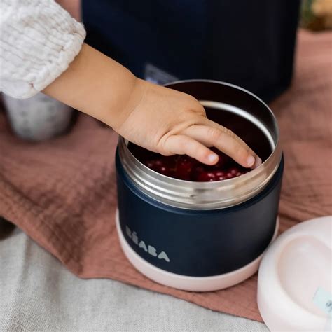 Beaba - Medium, Pembe-Mavi 500 Ml Paslanmaz Çelik Yiyecek Termosu | hipicon