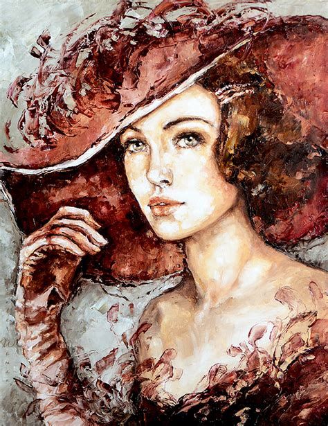 Женщины в шляпках.Эльжбиета Брожек Painting People, Dot Painting, Woman ...