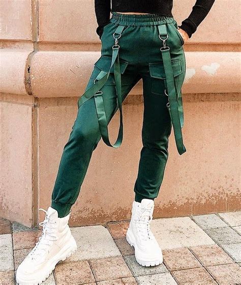 High Waist Cargo Pants with Belts Edgy Outfits, Grunge Outfits, Girl ...