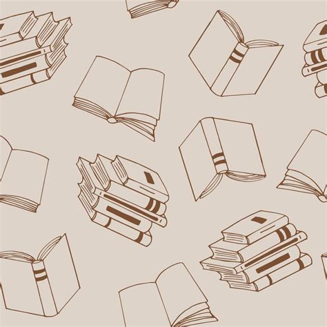 books seamless pattern. hand drawn doodle style. , minimalism ...