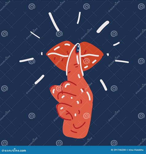 Vector Illustration of Famale Mouth and Finger. Keep Quiet Stock