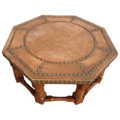 Italian Enameled Copper Top Coffee Table For Sale at 1stDibs