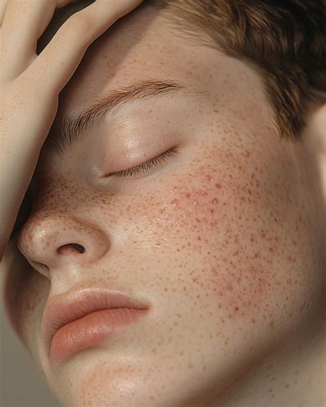 Photo of a Freckled Face acne face closeup with Closed Eyes | Premium ...