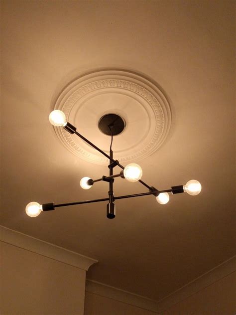 West Elm Mobile Chandelier black iron light fitting with vintage Edison ...