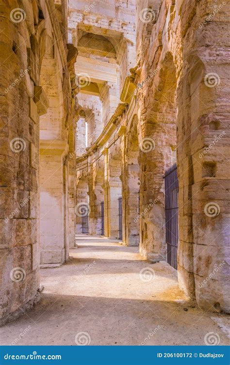 Corridor Inside of Arles Amphitheatre, France Stock Photo - Image of ...