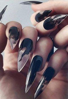 36 Stunning Black Stiletto Nail Designs #stilettonail Bling Nails