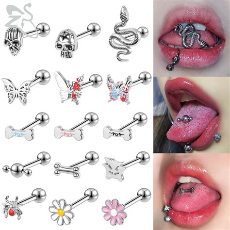 ZS-1-Piece-14G-Stainless-Steel-Tongue-Piercing-Ring-Colorful-Butterfly